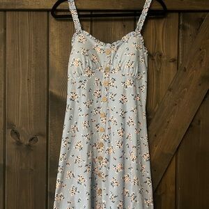 No Boundaries Light Blue Floral Button-Front Mini Dress